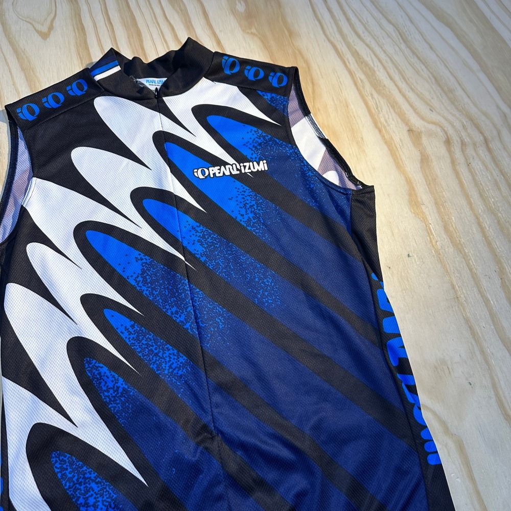 Pearl Izumi Mens XL Blue Sleeveless Cycling Jersey Bike Shirt Made in USA